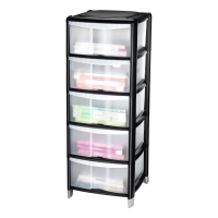 CEP 222304 5-DRAWERS UNIT BLK/CLEAR