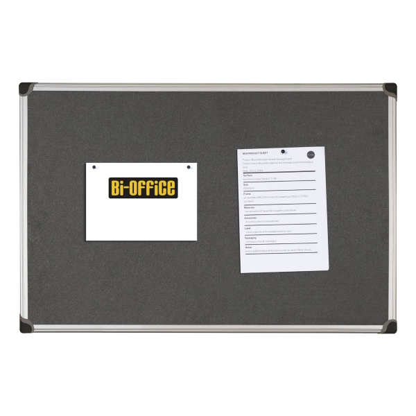 Aluminium Framed Fabric Notice Board 900Mm X 1200Mm - Grey