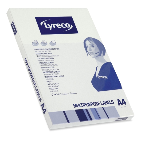 Lyreco Multi-Purpose White Labels 199.6 X 289.1Mm - Box Of 100 (With Selvedge)