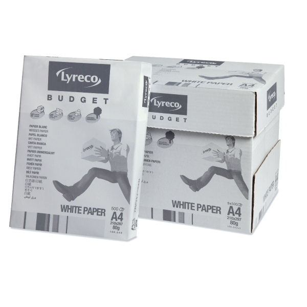 Lyreco Budget Copier White A4 Paper 80Gsm - Box Of 5 Reams (5 X 500 Sheets)