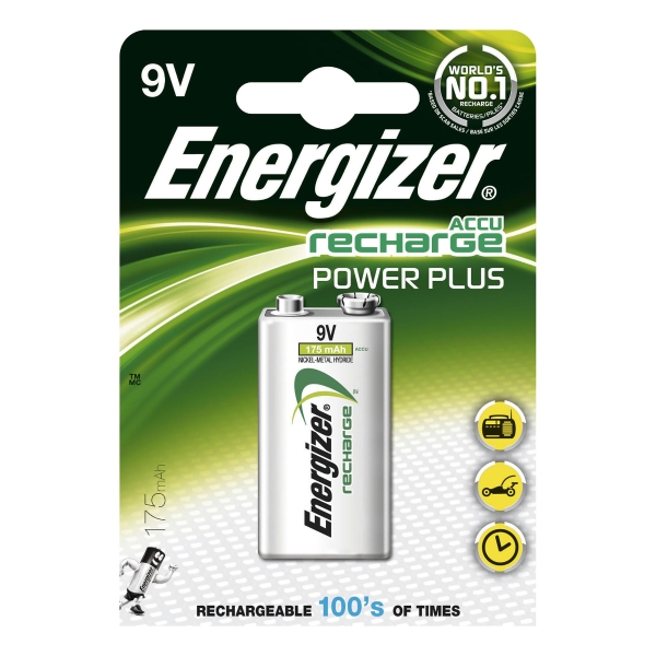 Dobíjecí baterie Energizer Power Plus, 9V, 175 mAh, 1 kus