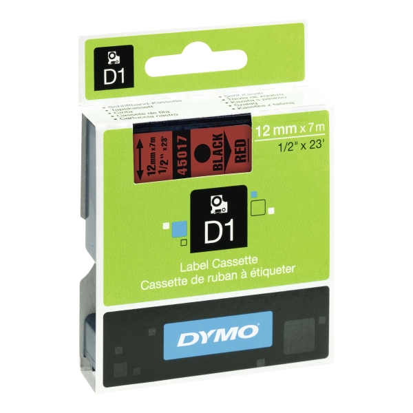 Dymo 45017 ruban D1 12mm noir/rouge