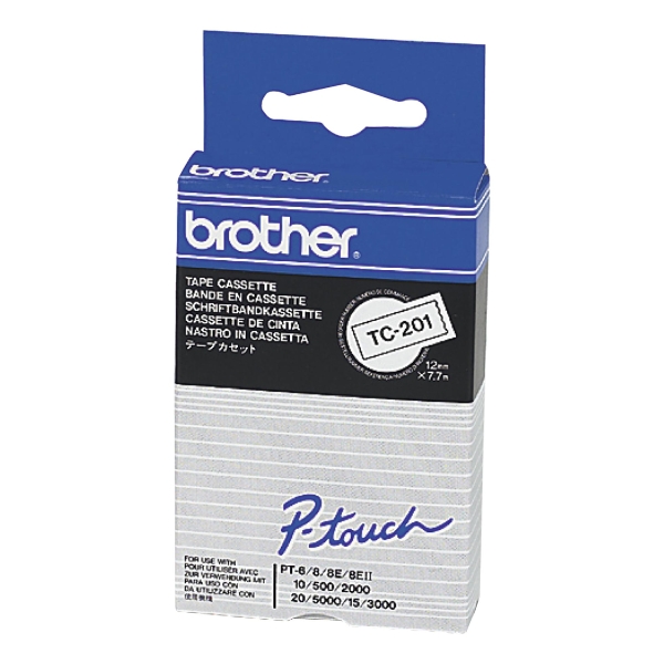 Brother TC201 ruban 12mm noir/blanc