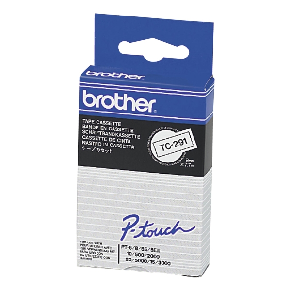 Brother TC291 labelling tape 9mm black/white