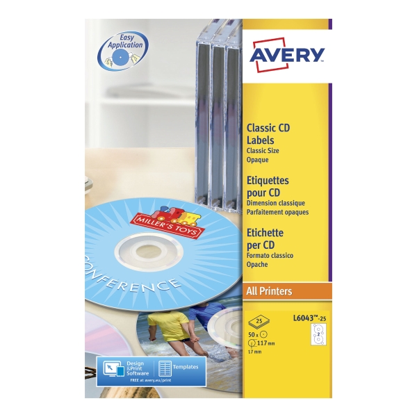 Avery Afterburner Classic Laser Cd/Dvd Labels - Box Of 50