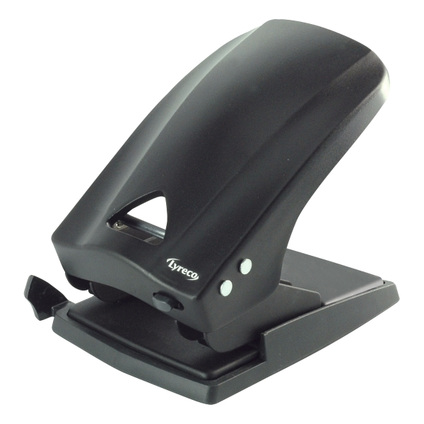 LYRECO HEAVY DUTY 2-HOLE PAPER PUNCH BLACK - UP TO 70 SHEETS