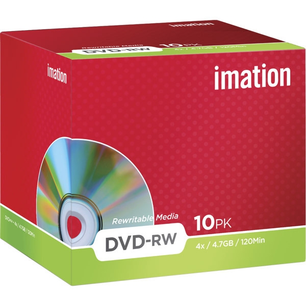 Imation DVD-RW 4.7GB 1-4x snelheid ReWritable jewel case - pak van 10