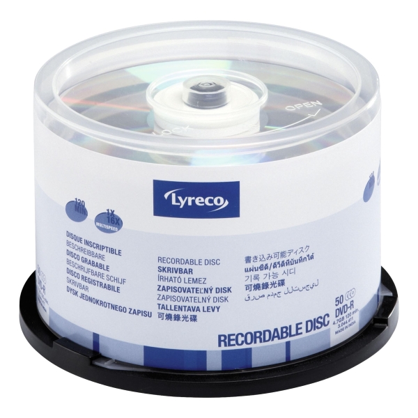 Lyreco DVD-R 4.7GB 1-16x snelheid spindle - pak van 50