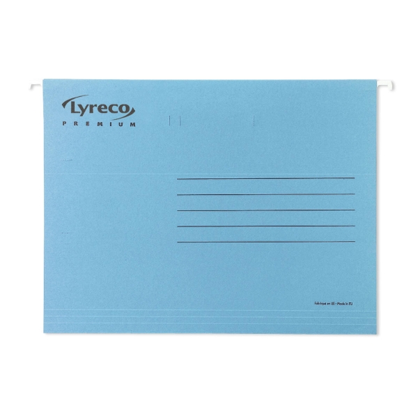 Lyreco Premium dossiers suspendus pour tiroirs folio fond V bleu - boîte de 25