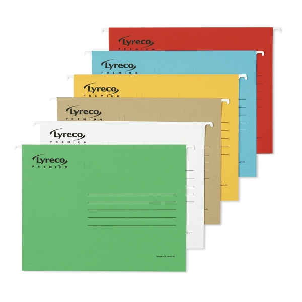 Lyreco Premium suspension files for drawers folio V yellow - box of 25