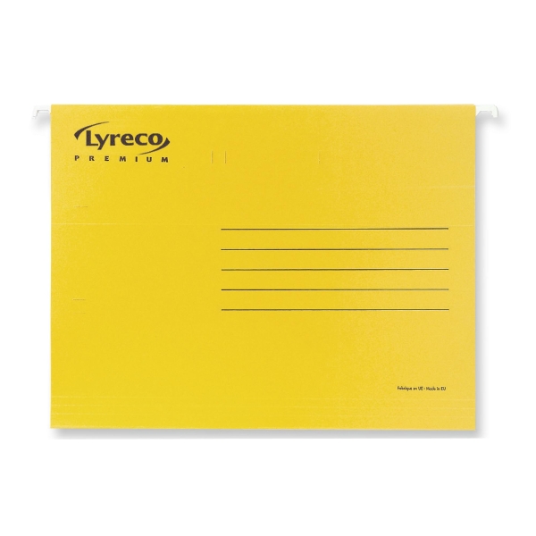 LYRECO PREMIUM SUSPENSION FILE F/CAP YELLOW - BOX OF 50