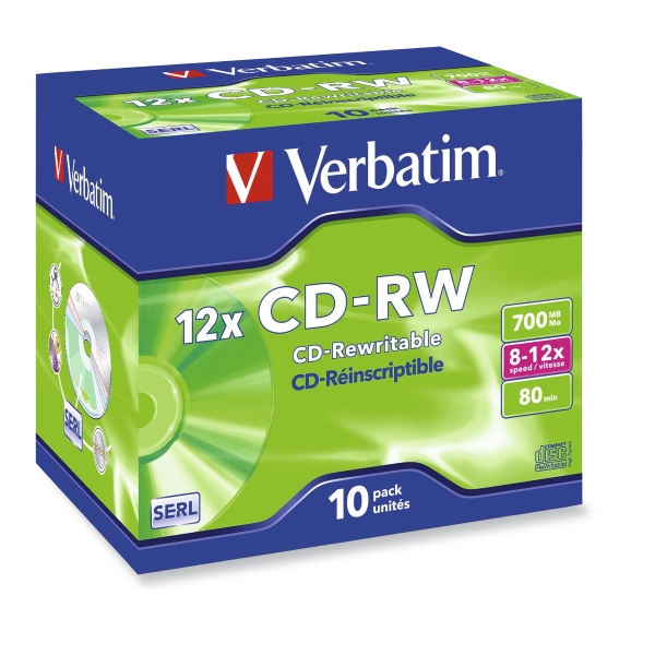 Verbatim CD-RW 80Min 700Mb 8 - 12X - Pack of 10