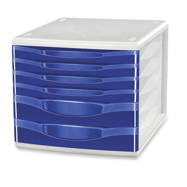 Lyreco 6-drawer unit blue