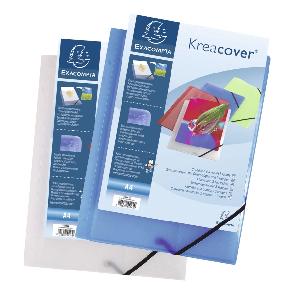 Kreacover 55182E personalised presentation folder A4 PP blue transparent