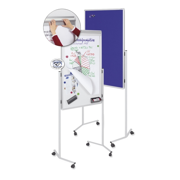 Legamaster 2104 mobiel multiboard whiteboard+prikbord+flipover blauw