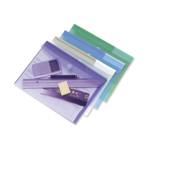 TARIFOLD DOCUMENT WALLET A4 WITH VELCRO CLEAR - PACK OF 5