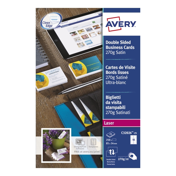 Avery C32026 business cards laser  85x54mm 270g - matt - box of 250