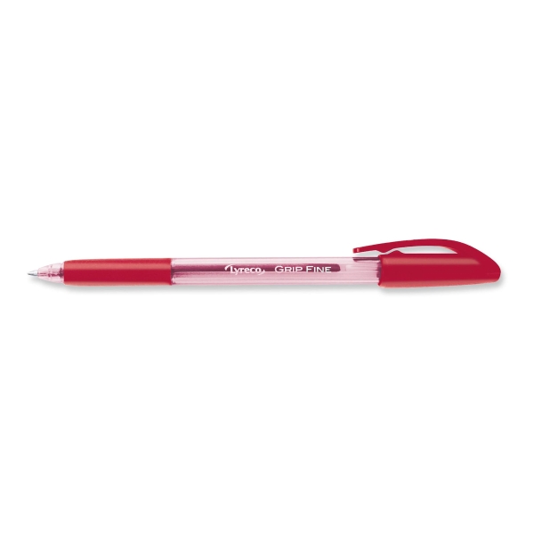 LYRECO STICK BALLPOINT PEN WITH GRIP FINE 0.7MM RED