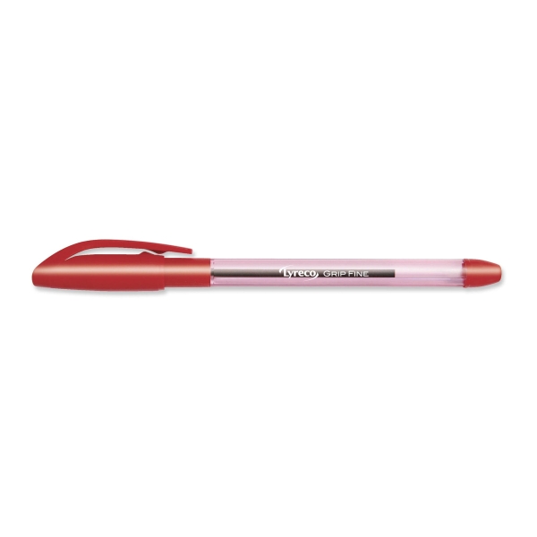 LYRECO STICK BALLPOINT PEN WITH GRIP FINE 0.7MM RED