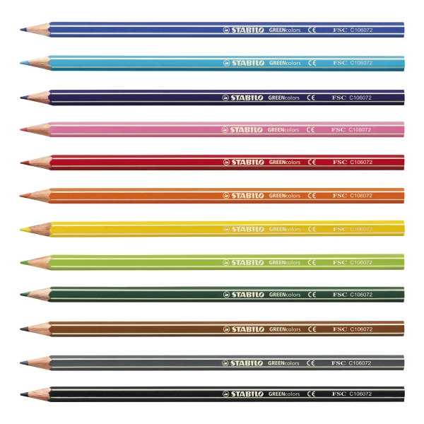 Colouring Pencil - STABILO GREENcolours Wallet of 12 Assorted Colours