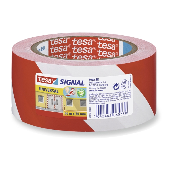 TESA SIGNAL/MARKING AND BARRIER TAPE 50MM X 66M RED/WHITE