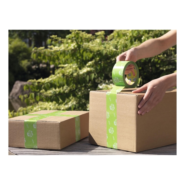 tesapack Eco & Strong Green Printed Packaging Tape, 66M x 50mm