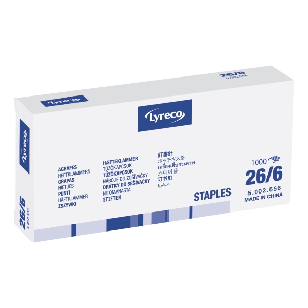 LYRECO STAPLES 26/6 - BOX OF 1000