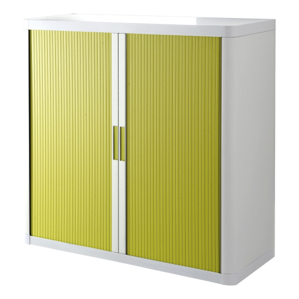 PAPERFLOW EASYOFFICE TAMBOUR CUPBOARD 1,000MM WHITE AND GREEN