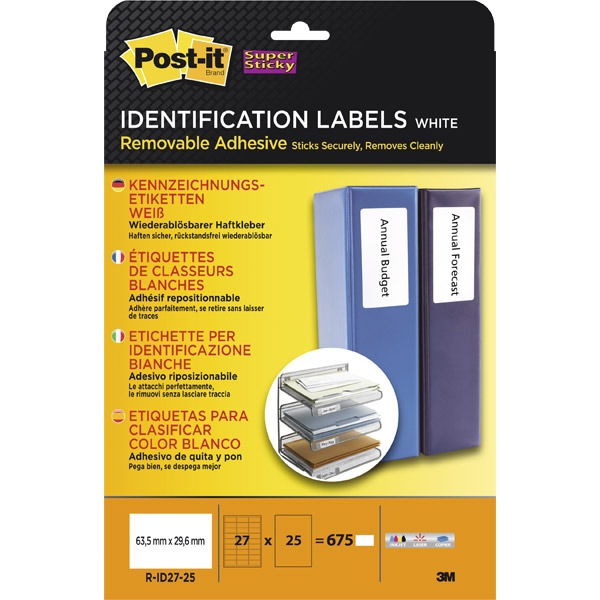 PK675 POST-IT R-ID27 IDENT LAB 63.5X29.6