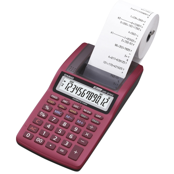 CASIO HR-8TEC  CALCULATOR 12 DIGITS RED