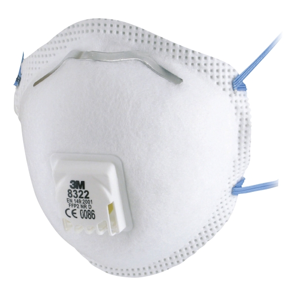 3M FFP2 RESPIRATOR MASKS WITH VALVE (8322) - BOX OF 10