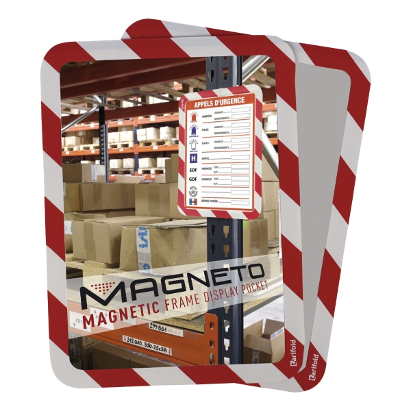 TARIFOLD FRAME MAGNETO SAFETY BACK A4 RED AND WHITE  - PACK OF 2