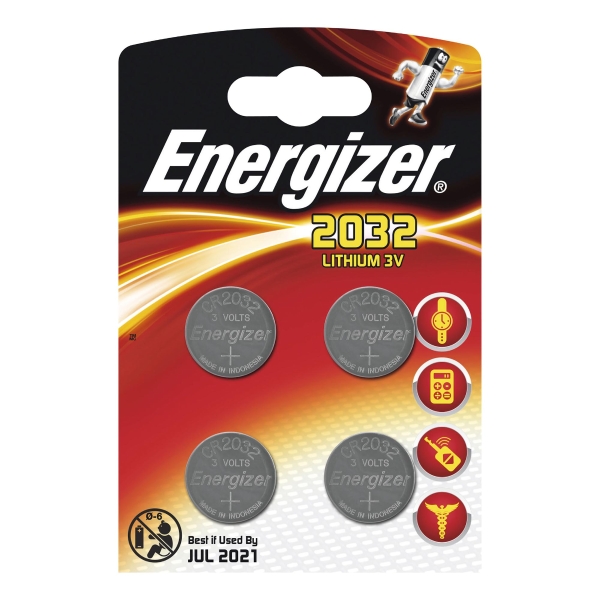 PK4 ENERGIZER CR2032 LITHIUM BATT