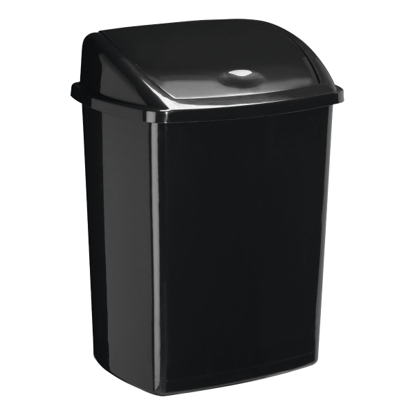 ROSSIGNOL BIN BLACK WITH PLASTIC SWING LID BLACK 50L