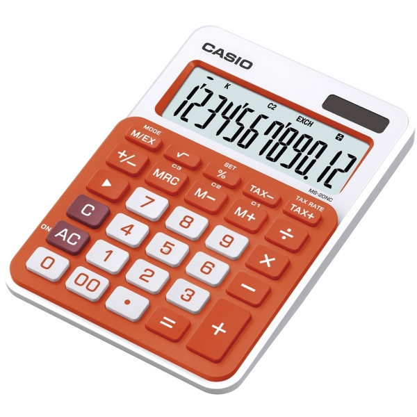 CASIO MS-20NC  CALCULATOR 12 DIGITS ORANGE