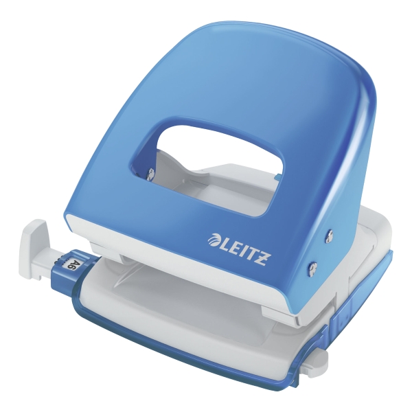 Leitz 5008 2-hole punch steel blue clear 25 sheets