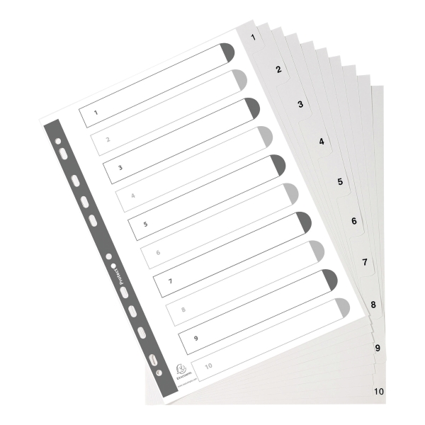 Exacompta Polypropylene Printed A4 Indices, 10 Part (1-10) Grey