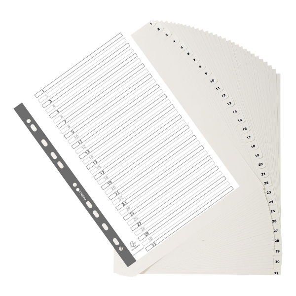 Exacompta Polypropylene Printed A4 Indices, 31 Part (1-31) White