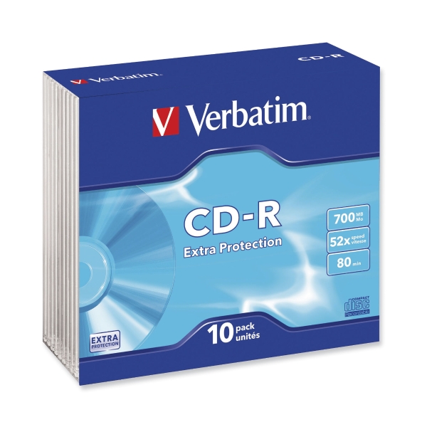 Verbatim CD-R 700MB (80min.) 52x snelheid slim case - pak van 10