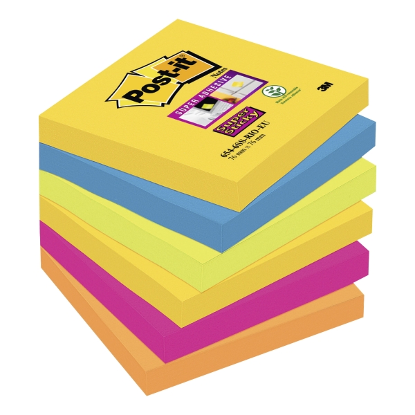 Post-It Super Sticky Notes 76X76mm Rio De Janeiro Colour Pk6