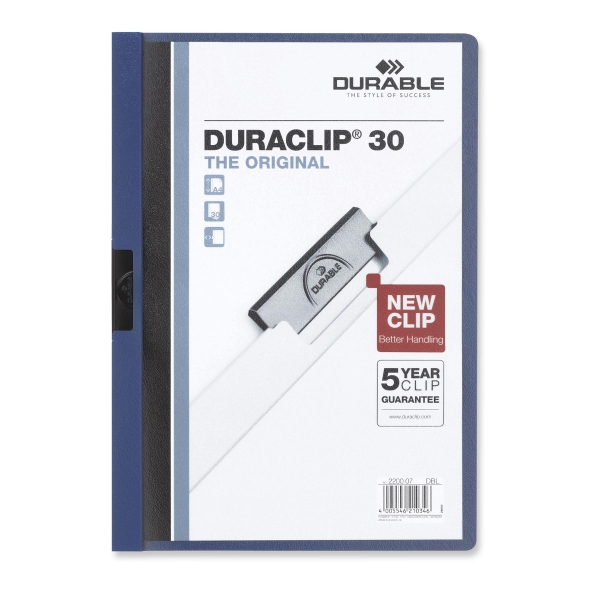 DURABLE DURACLIP DARK BLUE A4 PRESENTATION FOLDER 30 SHEET CAPACITY - PACK OF 25