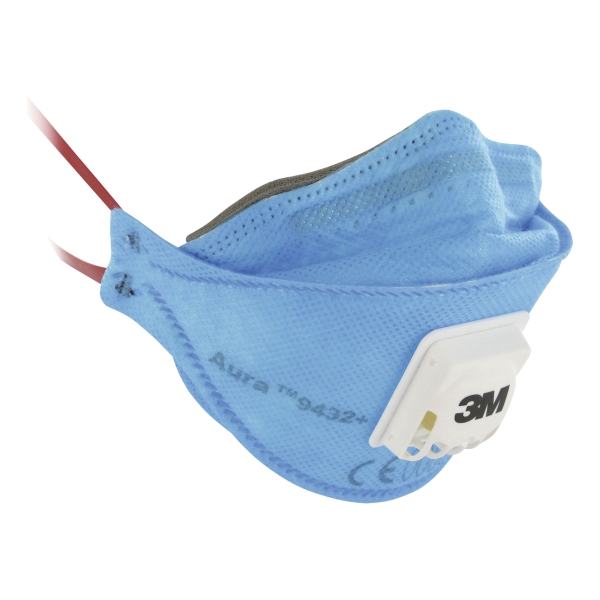 3M AURA 9432+ FFP3 FLAT FOLD VALVED RESPIRATOR BLUE - BOX OF 10