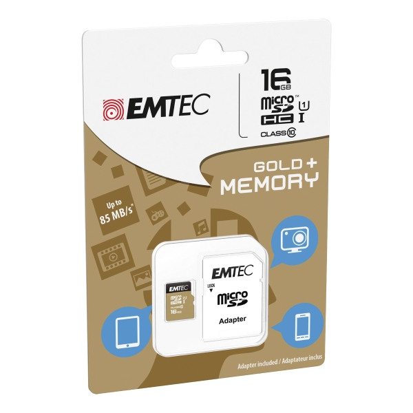 EMTEC GOLD 570X MICRO SDHC Speicherkarte mit Adapter 16 G