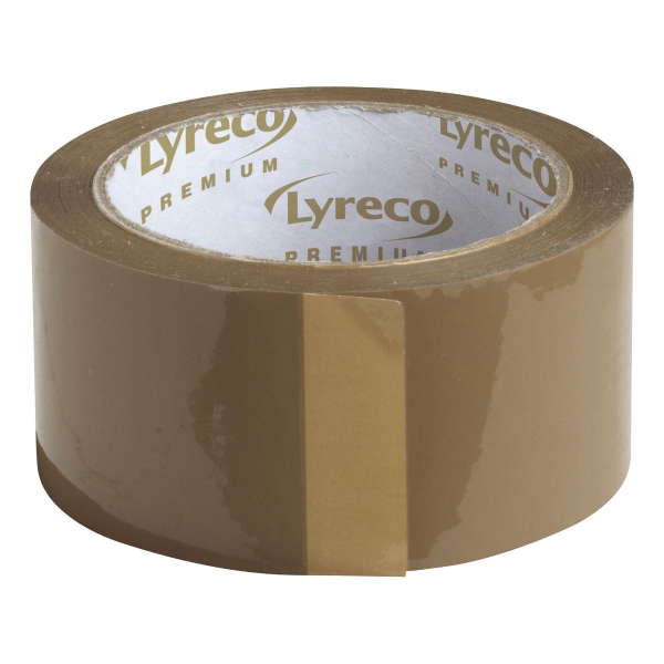 Lyreco Premium Hotmelt Packband 50 mm x 66 m, braun, Packung mit 6 Stk