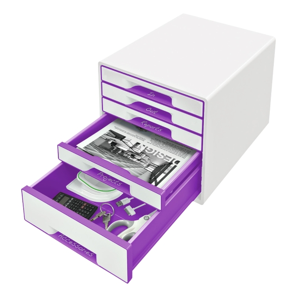 LEITZ WOW FILING 5 DRAWERS UNIT PURPLE