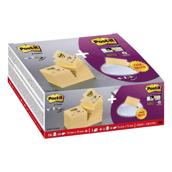 3M Post-it# PBL Z#sobn#k na z-blo?ky k#men + 16 blo?k? 76x76 mm/100 l#stk?