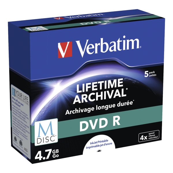 Verbatim M-Disc Dvdr 4X Incase 4.7Gb - Pack Of 5