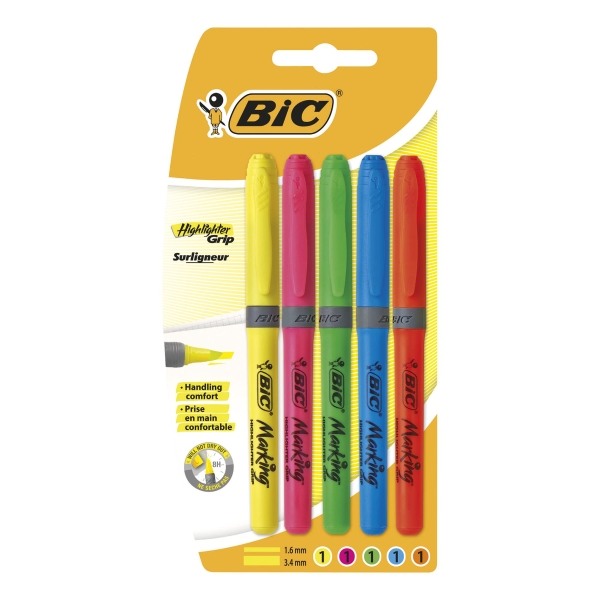 BX12 BIC ATLANTIS B/PEN BLU+5HIGHLIGHTER