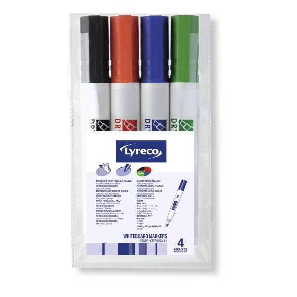 Lyreco Whiteboard Markers Chisel Asst - Pack Of 4