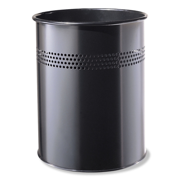 Waste bin metal 15 litres black